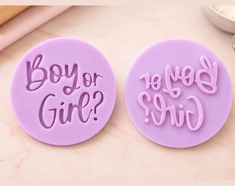 Boy or Girl cookie embosser Cookie Stamp  cupcake fondant embosser decoration