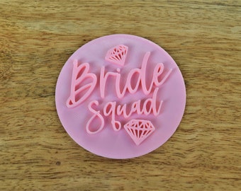 Bride squad embosser stamp hen party cupcake icing embosser topper Hen do cookie icing stamp decoration Bachelorette party fondant stamp