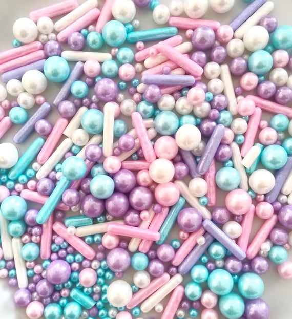 Edible Sprinkles Mix Princess Cake Decorating Toppings Luxe Cupcake Confetti Birthday Party Baking Decor Holographic Sprinkle Blend HALAL