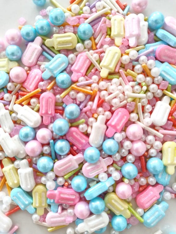 Edible Popsicle Sprinkle Mix Cakes and Cupcakes Fun Summer Bakery Topping sugar decoration Cookies and Party Desserts cake pops girly cake