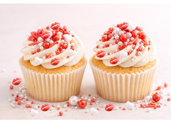 Edible Lip Shaped Sprinkles Mix for Cake Cupcake Cookies Valentines Engagement Bridal Shower Party Decorations and Baking Supplies HALAL