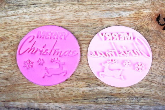 Merry Christmas Cookie Stamp Embosser Fondant Cupcake Decoration Festive Baking Holiday Treats