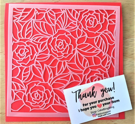 Roses stencil for cake decoration, pattern stencil, Mylar 190 reusable plastic, cake stencil, rose reusable stencil, wedding stencil