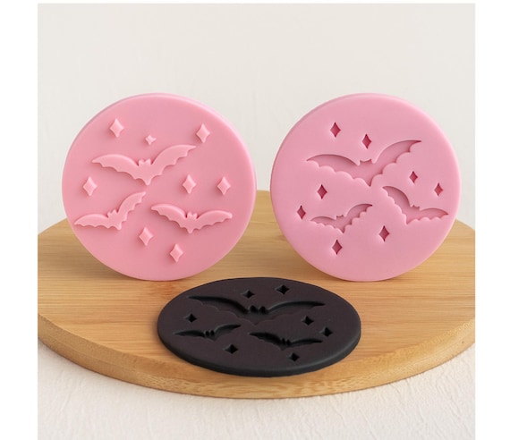 Halloween Bat Fondant Stamp for Cookies Cupcakes & Cakes Reusable Embosser for Spooky DIY Bakery Party Treats