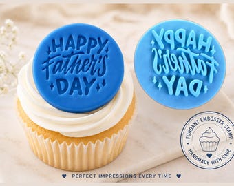 Fathers Day Fondant Embosser Stamp, Round Cake Decorating Tool, Cupcake Topper Embosser, Sugarcraft Baking Stamp, Dad Cookie Embosser