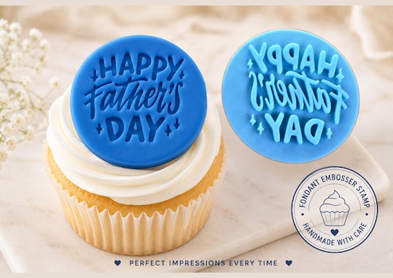 Fathers Day Fondant Embosser Stamp, Round Cake Decorating Tool, Cupcake Topper Embosser, Sugarcraft Baking Stamp, Dad Cookie Embosser