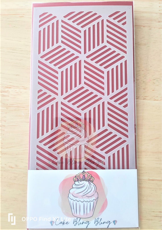 Geometric cake stencil pattern perfect for the cake decoration, Mylar 190 reusable plastic, cake stencil, geometric reusable stencil