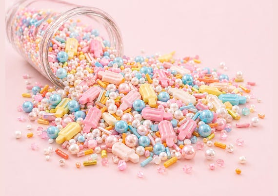 Pastel Sprinkles Mix Cakes & Cupcakes Summer Popsicle Sugar Pearls Blend for Party Baking Edible Popsicle