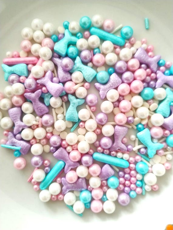 Mermaid Edible Sprinkles Mix Cake Decoration Cupcake Topper Sign Decor Baking Accessories Birthday Party Mermaid Theme Cake Ocean Undersea