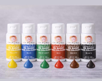 Lot de 6 colorants alimentaires à base d'huile, crème au beurre, chocolat et pâtisserie