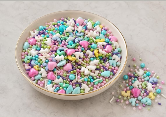 Unicorn Rainbow Edible Sprinkles Mix for Cake Cupcake Decoration Magical Bakery Dessert Toppers 50g Bag Pastel Party Accents HALAL