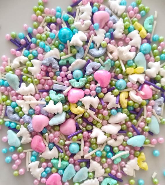Unicorn Rainbow Edible Sprinkles Mix for Cake Cupcake Decoration Magical Bakery Dessert Toppers 50g Bag Pastel Party Accents HALAL