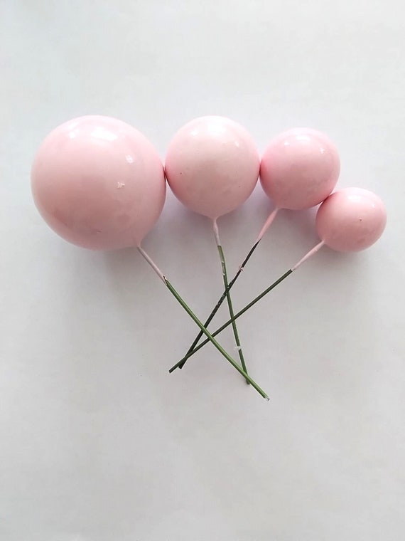 Light pink balls cake topper set  birthday cake decoration Gender Reveal cake accessories Birthday Girl Cake Décor Baby Shower