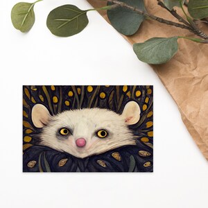 Possom Postcard - Opposom Card - Art Nouveau Gold Animal Art Post