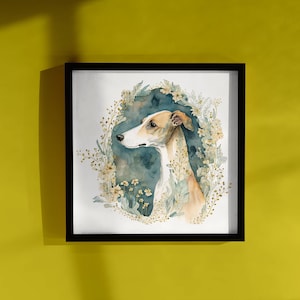 Whippet Poster Print - Sighthound Dog Wall Art - Watercolor Painting Greyhound