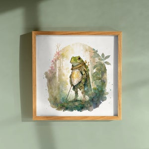 Frog Knight Art Print: Whimsical Fantasy Illustration - Watercolor