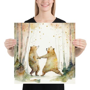 Dancing Bears Poster Print - Animal Bear Wall Art - Forest Disco Dance