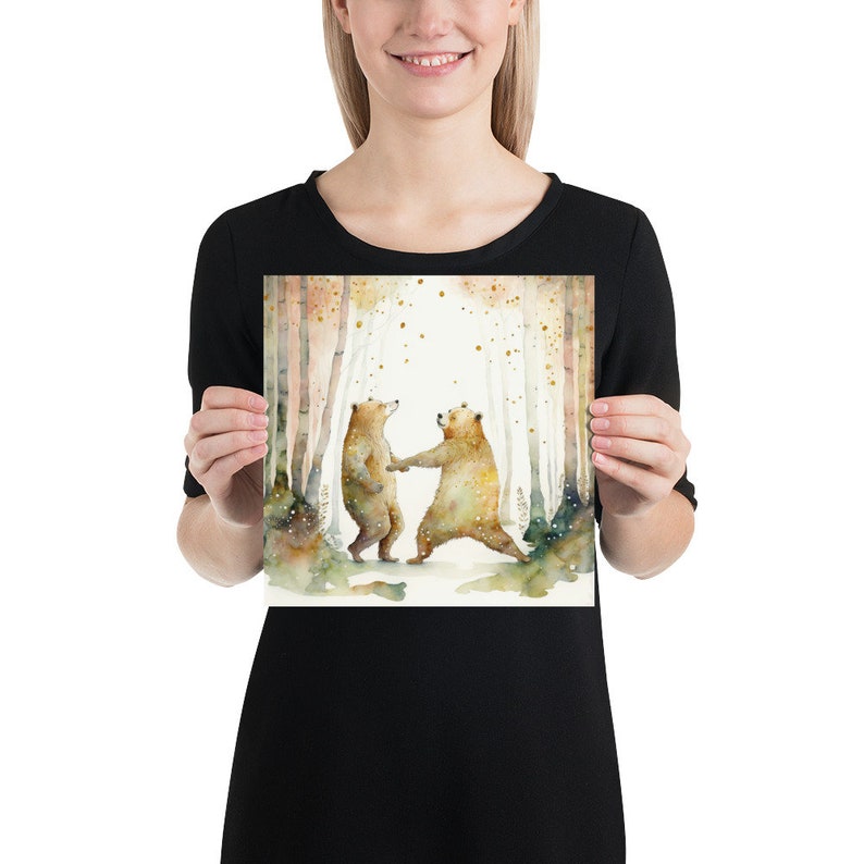 Dancing Bears Poster Print - Animal Bear Wall Art - Forest Disco Dance