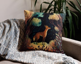 Oreiller loup à crinière : art animalier de la forêt (housse lavable en machine)