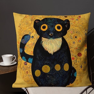 Cojín de lémur de cola anillada - Golden Monkey Soft Furnishing - Decoración encantadora para el hogar