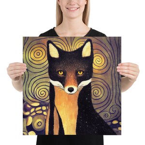 Black Fox Poster Print - Animal Wildlife Wall Art - Melanistic Fox By Cosmic Honk