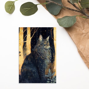 Cartolina con gatto Maine Coon - Cartolina con gattino soffice - Biglietti per gattini
