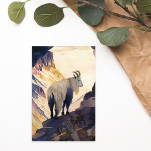 Mountain Goat Postcard - Billy Goats Post Card - Hill Climber Fluffy Cute Goat