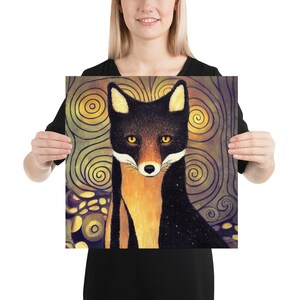 Black Fox Poster Print - Animal Wildlife Wall Art - Melanistic Fox By Cosmic Honk