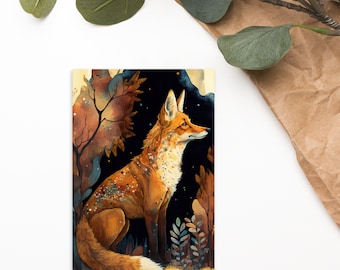 Vulpecula Fox Postcard - Animal Post Card - Foxy Mail Painting - Cosmic Honk
