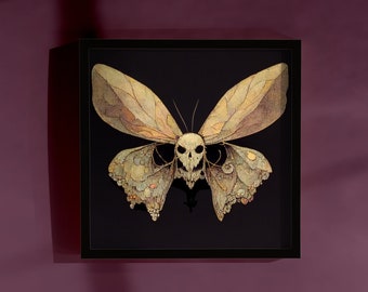 Wight Skull Moth Poster: Gothic Death's Head Butterfly Print