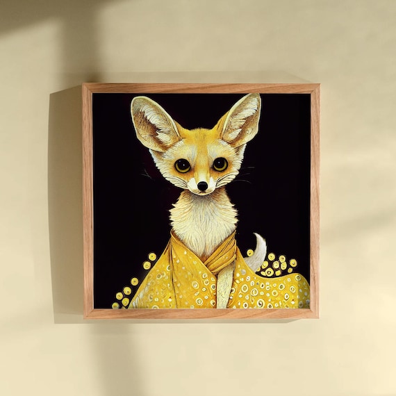 Cottagecore Fennec Fox Print, Wildlife Art (Matte Paper Poster)