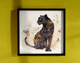Panther Print: Black Watercolor Art - Matte Paper Poster