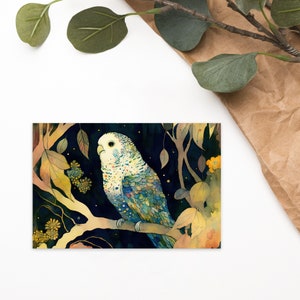 Ansichtkaart parkiet - postkaart huisdier vogel - schilderij grasparkiet - parkiet valkparkiet
