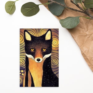 Carte postale art nouveau renard peinture carte postale renards
