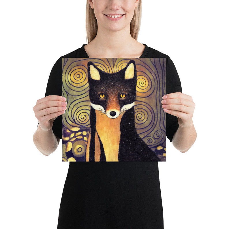 Black Fox Poster Print - Animal Wildlife Wall Art - Melanistic Fox By Cosmic Honk