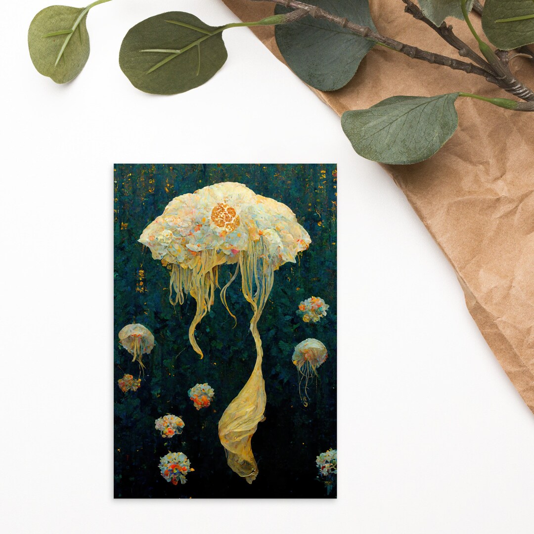 Jellyfish Postcard - Animal Ocean Art Nouveau Post Card - Jellyfish by ...