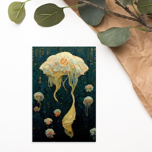 Cartolina Medusa - Cartolina Art Nouveau con Oceano Animale - Medusa di Cosmic Honk