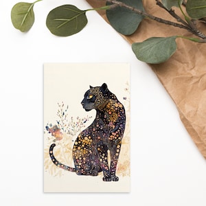 Carte postale Black Panther - Carte postale fleur de grand félin