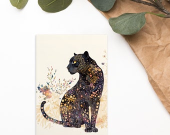 Carte postale Black Panther - Carte postale fleur de grand félin