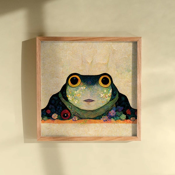 Floral Frog Poster Print - Animal Toad Wall Art Flowers - Phrog By Cosmic Honk