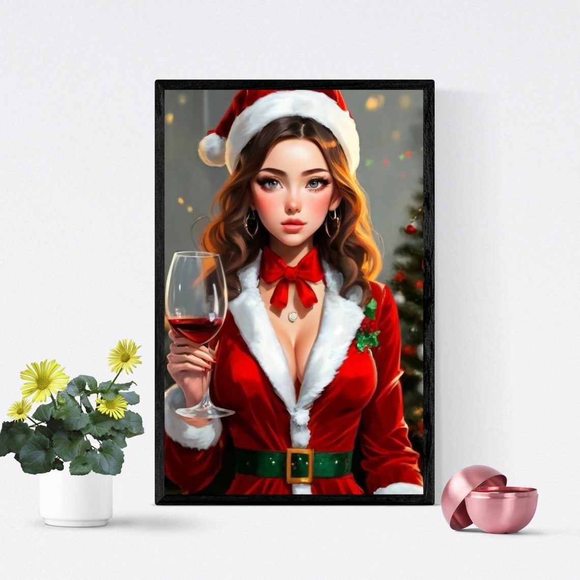 Christmas Girl Printable Wall Art Holiday Gifts Xmas Home Decor Perfect