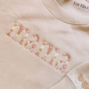 Mama Embroidered Sweatshirt & T-Shirt, mama, gifts for mom, new mom gift, floral mom, aesthetic, embroidered t-shirt