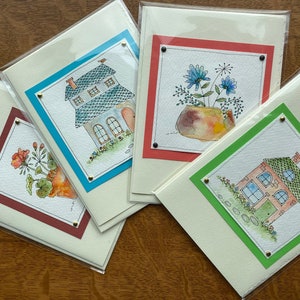 4 cartes d’aquarelle originales