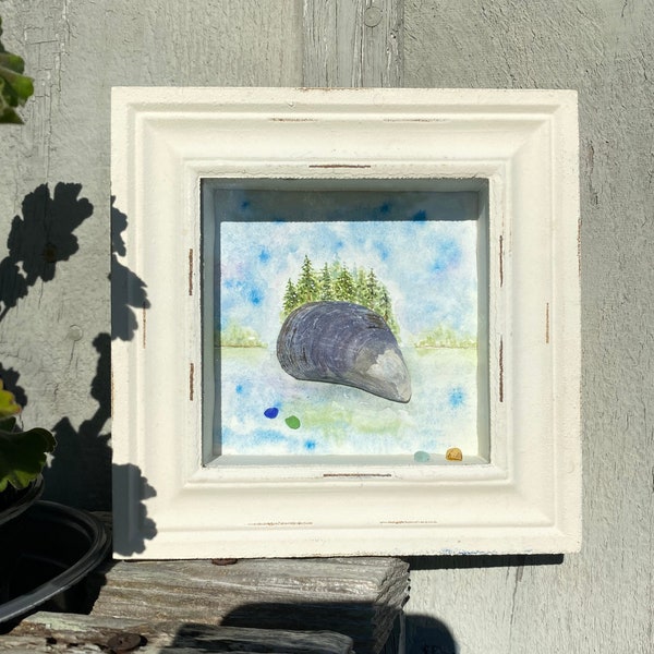 Seashell Watercolor Shadowbox