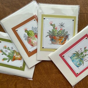 4 cartes d’aquarelle originales