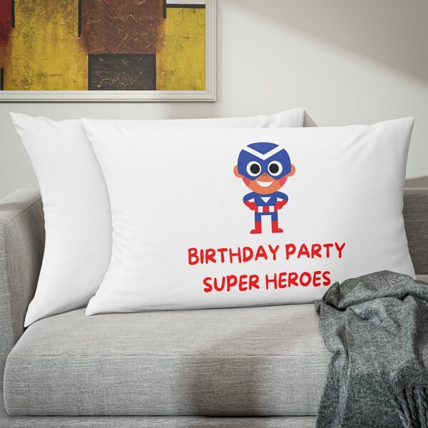 Birthday Party Super Heroes Autograph Pillowcase, Kids Superhero Pillowcase, Birthday Gift for Boys