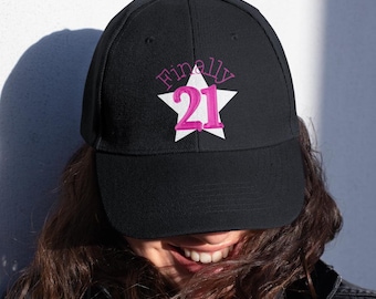 Finally 21 Baseball Cap, 21st Birthday Gift, Cotton Twill Hat