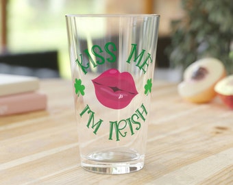 Kufel do piwa na Dzień Świętego Patryka, kufel do piwa Shamrock, irlandzkie szkło celebracyjne, kufel Kiss Me I'm Irish, 16-uncjowy prezent dla niego, Dzień Świętego Patryka