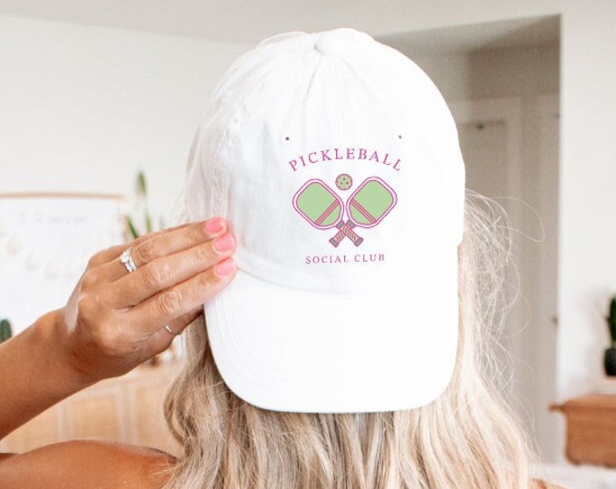 Pickleball Social Club Baseball Hat: White Cotton Twill Cap