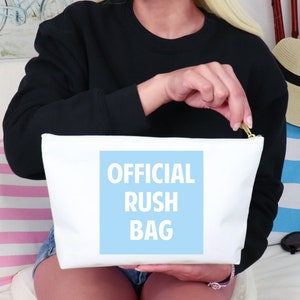 Offizielle Rush Bag Zubehörtasche mit T-Boden, Sorority Rush Bag, Kosmetik mit Reißverschluss, Rush Bag Essentials, Sorority Rush Reißverschlusstasche